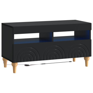 vidaXL LED tv-meubel Zwart Bewerkt hout