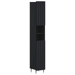 vidaXL Badkamerkast met Open Plank ZWOLLE Zwart 30 x 31 x 189,5 cm