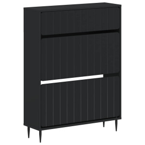 vidaXL Schoenenkast ZWOLLE 78 x 24 x 103 cm Bewerkt hout Zwart