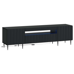 vidaXL LED tv-meubel Zwart Bewerkt hout