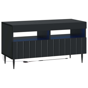 vidaXL LED tv-meubel Zwart Bewerkt hout