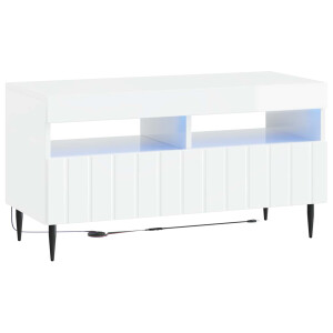 vidaXL LED tv-meubel Hoogglans Wit Bewerkt hout