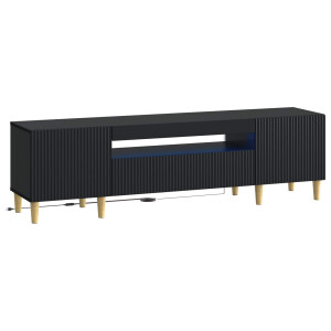 vidaXL LED tv-meubel Zwart Bewerkt hout