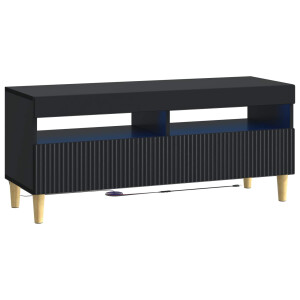 vidaXL LED tv-meubel Zwart Bewerkt hout