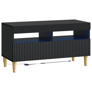 vidaXL LED tv-meubel Zwart Bewerkt hout