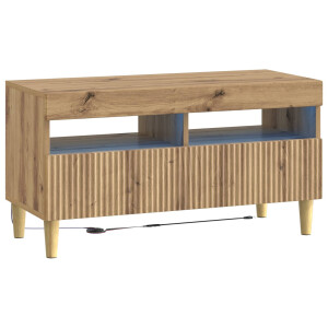 vidaXL LED tv-meubel Artisanaal eiken Bewerkt hout