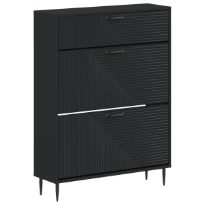 vidaXL Schoenenkast HAARLEM 78 x 24 x 103 cm Bewerkt hout Zwart