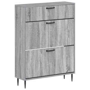 vidaXL Schoenenkast HAARLEM 78 x 24 x 103 cm Bewerkt hout Grijs Sonoma