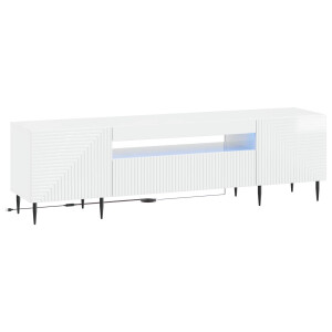 vidaXL LED tv-meubel Hoogglans Wit Bewerkt hout