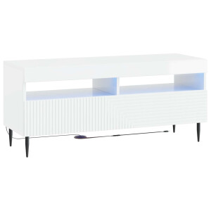 vidaXL LED tv-meubel Hoogglans Wit Bewerkt hout