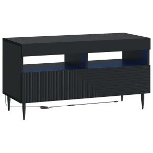 vidaXL LED tv-meubel Zwart Bewerkt hout