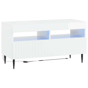 vidaXL LED tv-meubel Hoogglans Wit Bewerkt hout
