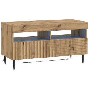 vidaXL LED tv-meubel Artisanaal eiken Bewerkt hout