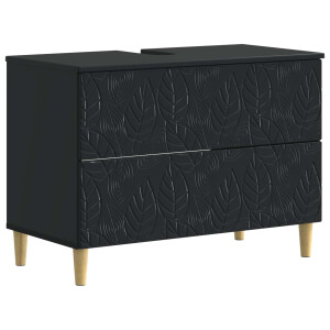 vidaXL Badkamer wastafelkast DELFT Zwart 82 x 41 x 59 cm Bewerkt hout