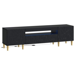 vidaXL LED tv-meubel Zwart Bewerkt hout