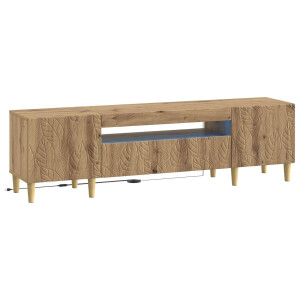 vidaXL LED tv-meubel Artisanaal eiken Bewerkt hout