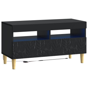 vidaXL LED tv-meubel Zwart Bewerkt hout