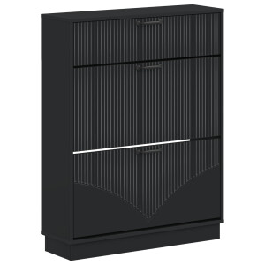 vidaXL Schoenenkast HOORN 78 x 24 x 100 cm Bewerkt hout Zwart