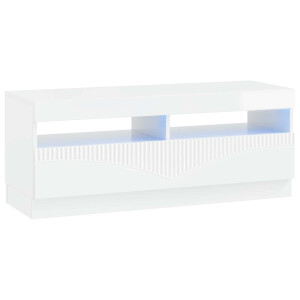 vidaXL LED tv-meubel Hoogglans Wit Bewerkt hout