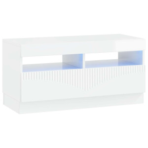 vidaXL LED tv-meubel Hoogglans Wit Bewerkt hout
