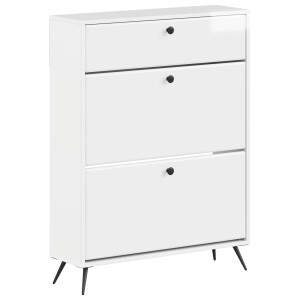 vidaXL Schoenenkast BREDA 78 x 24 x 103 cm Bewerkt hout Hoogglans Wit