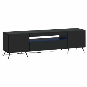 vidaXL LED tv-meubel Zwart Bewerkt hout