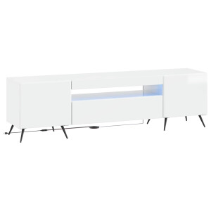 vidaXL LED tv-meubel Hoogglans Wit Bewerkt hout