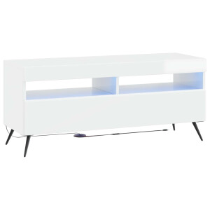 vidaXL LED tv-meubel Hoogglans Wit Bewerkt hout