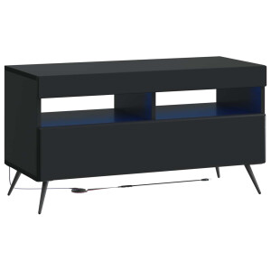 vidaXL LED tv-meubel Zwart Bewerkt hout