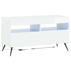 vidaXL LED tv-meubel Hoogglans Wit Bewerkt hout