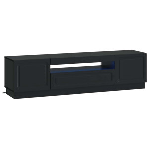 vidaXL LED tv-meubel Zwart Bewerkt hout