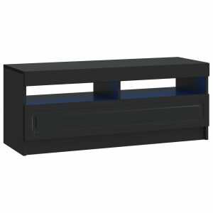 vidaXL LED tv-meubel Zwart Bewerkt hout
