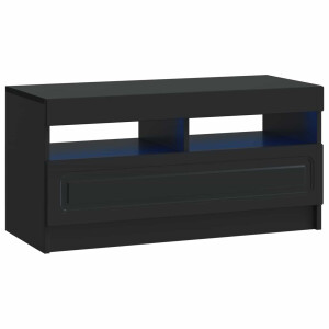 vidaXL LED tv-meubel Zwart Bewerkt hout