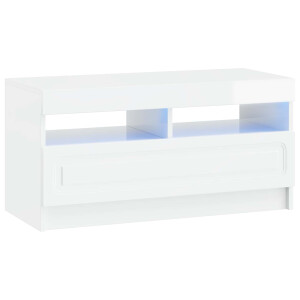 vidaXL LED tv-meubel Hoogglans Wit Bewerkt hout