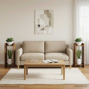 vidaXL Plantenstandaard met plank 2 pcs Oudhout 30 x 30 x 80 cm