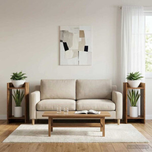 vidaXL Plantenstandaard met plank 2 pcs Oudhout 30 x 30 x 60 cm