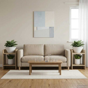 vidaXL Plantenstandaard met plank 2 pcs Sonoma Eiken 30 x 30 x 40 cm