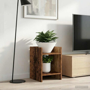 vidaXL Plantenstandaard met plank 2 pcs Oudhout 30 x 30 x 40 cm