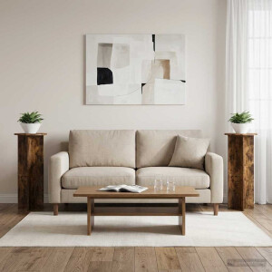 vidaXL Plantenstandaard 2 pcs Gerookt eiken Ø40 x 100 cm Bewerkt hout