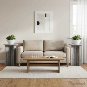 vidaXL Plantenstandaard 2 pcs Grijs sonoma Ø40 x 60 cm Bewerkt hout
