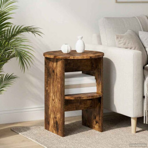 vidaXL Bijzetkast Gerookte Eik Ø40 x 50 cm Geconstrueerd hout