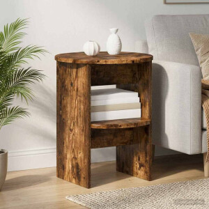 vidaXL Bijzetkast 2 pcs Gerookte Eik Ø40 x 50 cm Geconstrueerd hout