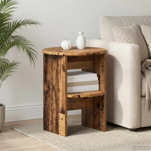 vidaXL Bijzetkast Oudhout Ø40 x 50 cm Geconstrueerd hout