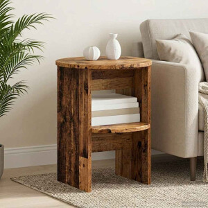 vidaXL Bijzetkast 2 pcs Oudhout Ø40 x 50 cm Geconstrueerd hout