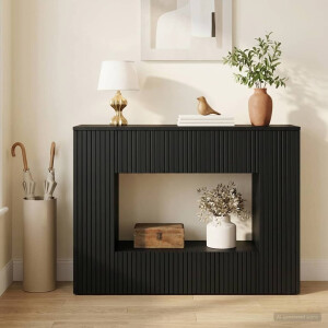 vidaXL Wandtafel Gestreept Zwart 101 x 29 x 74 cm Geconstrueerd hout
