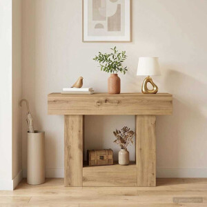vidaXL Consoletafel Artisanaal eiken 101 x 30 x 74 cm Bewerkt hout