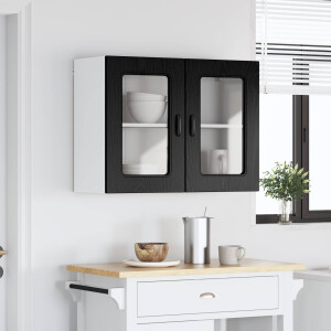 vidaXL Keukenkast Kalmar Zwart Eiken 80 x 31 x 60 cm Bewerkt hout