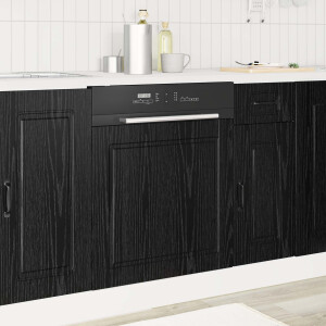 vidaXL Keukenkast Zwart Eiken 60 x 1,5 x 67 cm Bewerkt hout