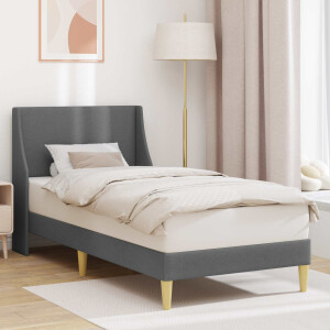 vidaXL Bedframe Effen met hoofdeinde Donkergrijs 90 x 200 cm Stof