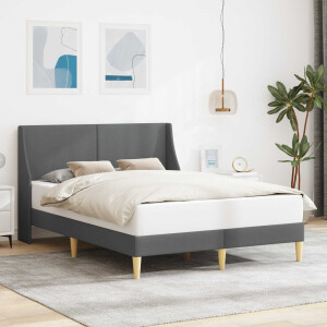 vidaXL Bedframe met hoofdeinde Donkergrijs 153 x 203 cm Stof